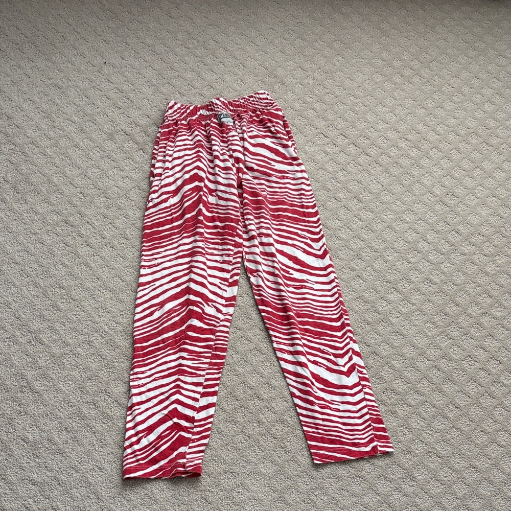 Red and White Zebra Print Pants